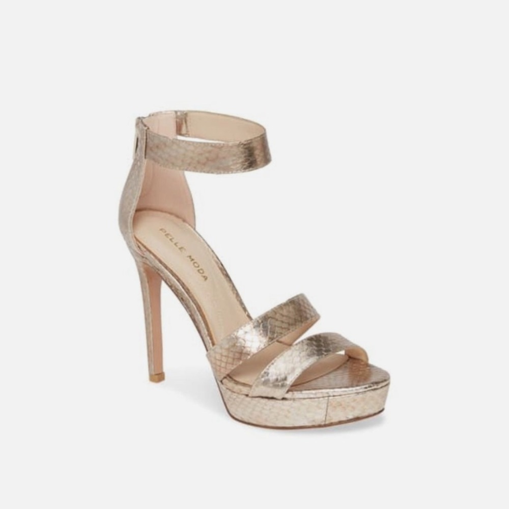 Pelle Moda Metallic Strappy Heels